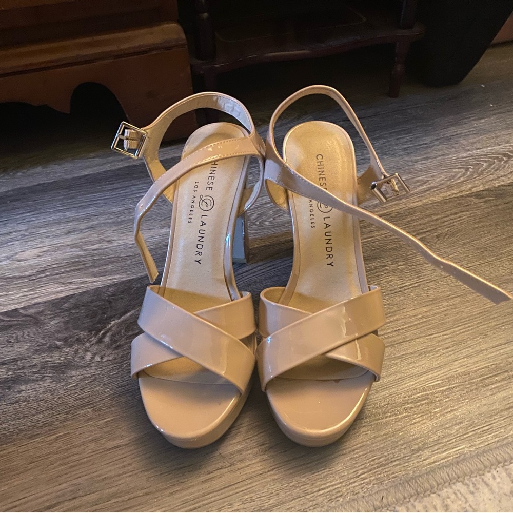 Chinese Laundry Nude Patent Strappy Heels